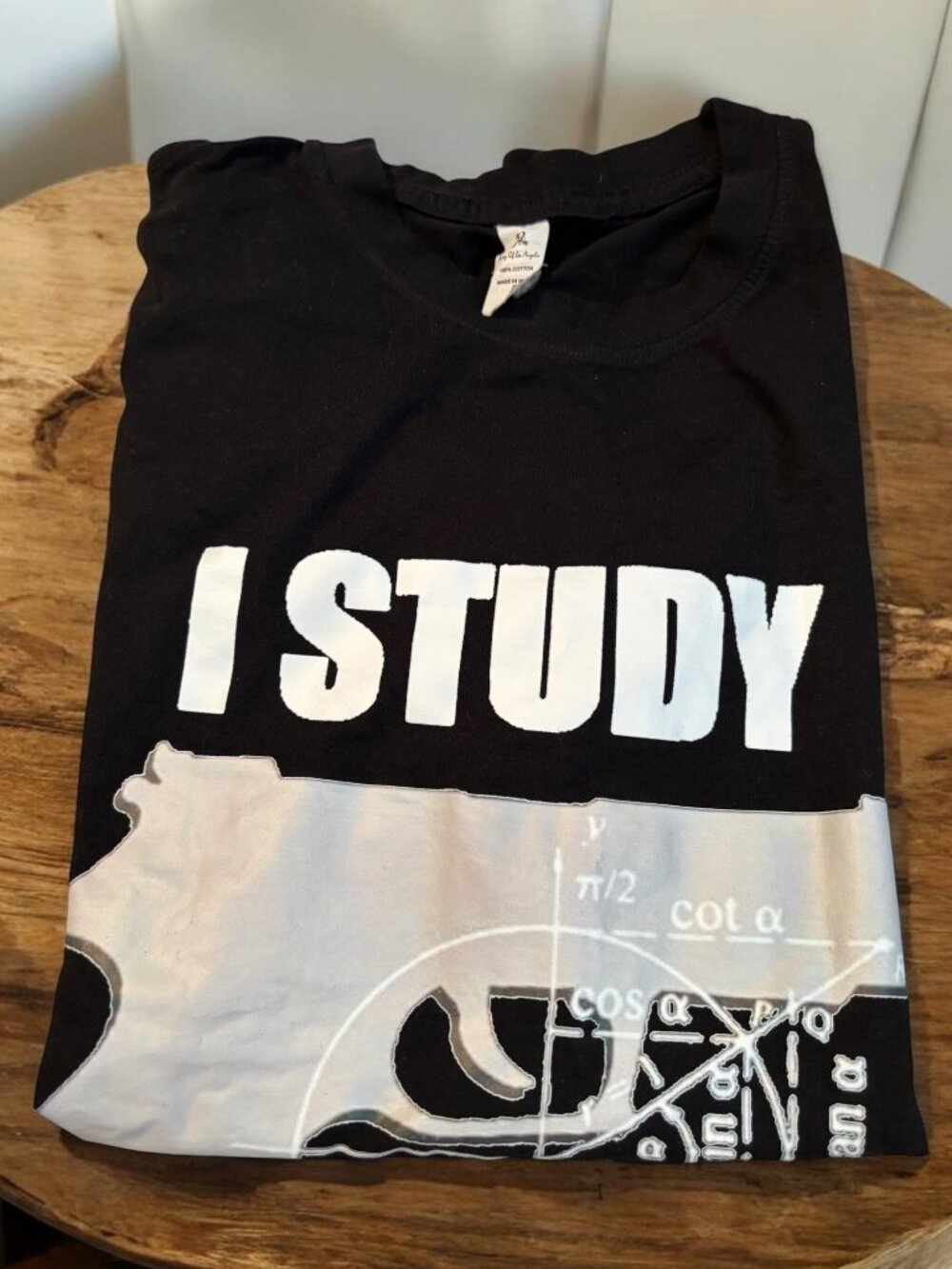 I Study Triggernometry Graphic Tee Black Large 100% Cotton Mens Humor Shirt